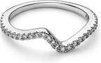 Pandora Funkelnde Welle Ring (50, Silber 925)
