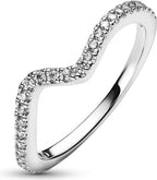 Pandora Funkelnde Welle Ring (50, Silber 925)