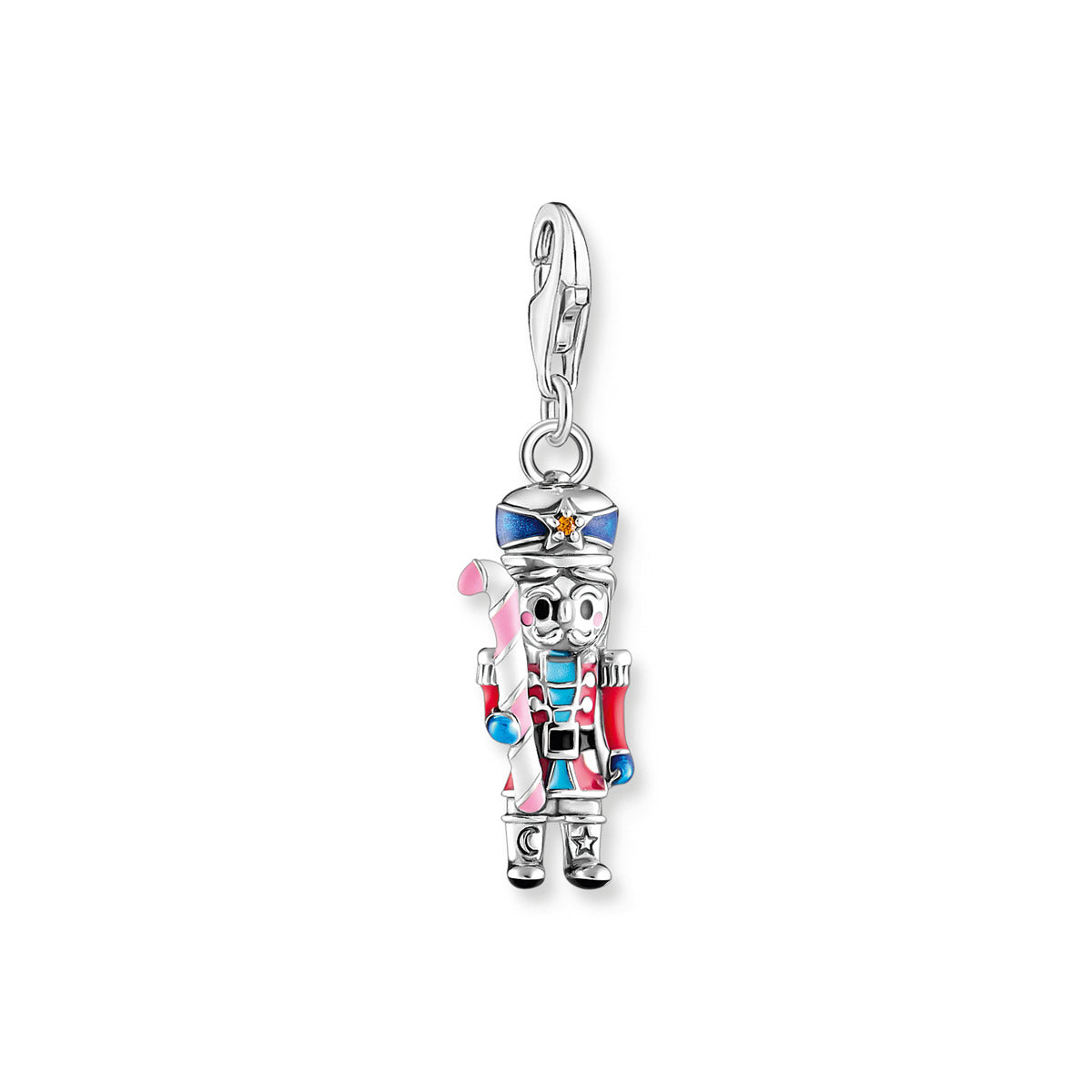 Charm-Anhänger Nussknacker mit Zuckerstange Silber