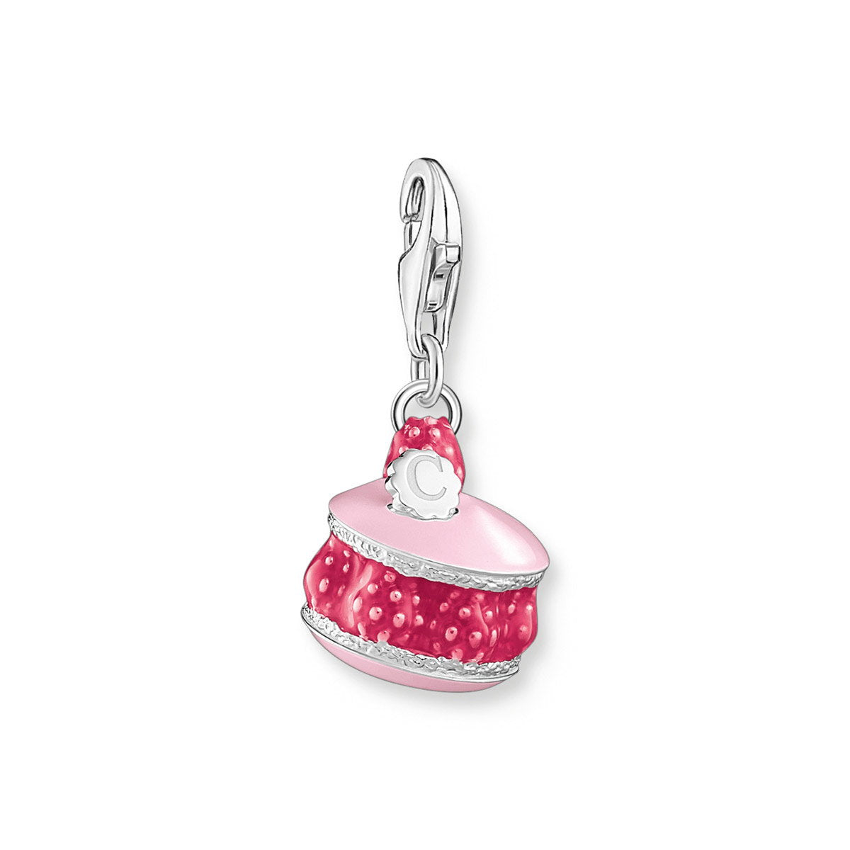 Charm-Anhänger Himbeer Macaron pink Silber