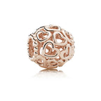 Pandora Charm Herz & Rose aus 14-karätig rosévergoldet