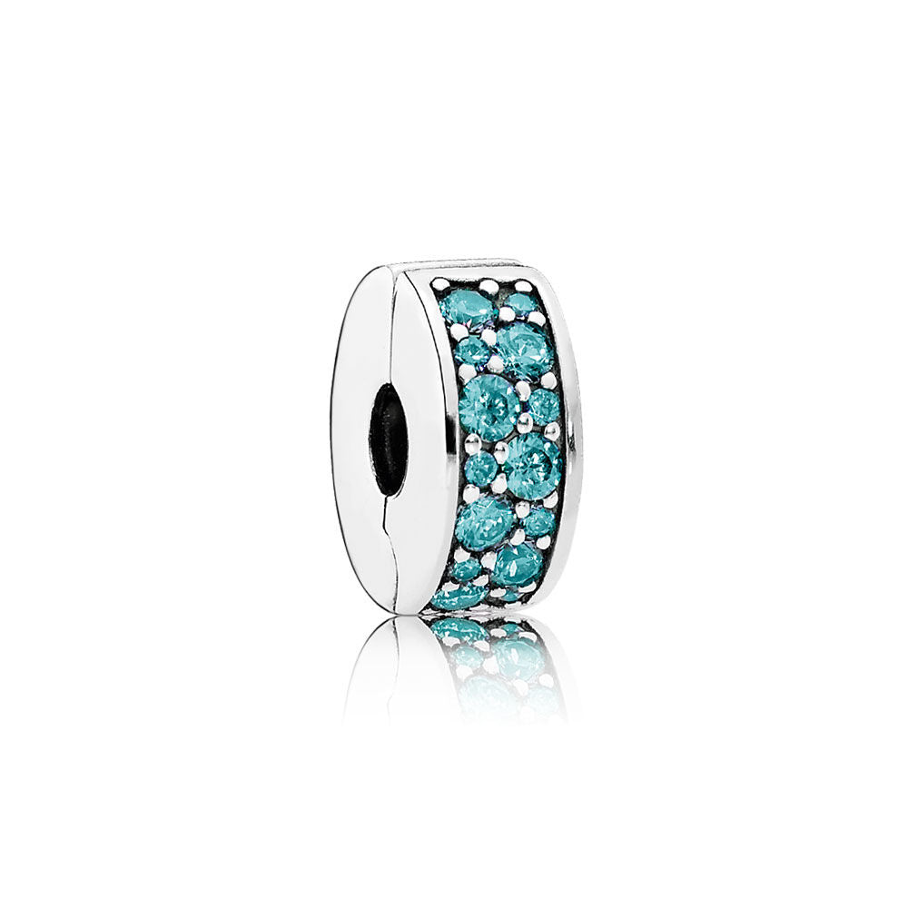 Petrolfarbener Pavé Clip Charm