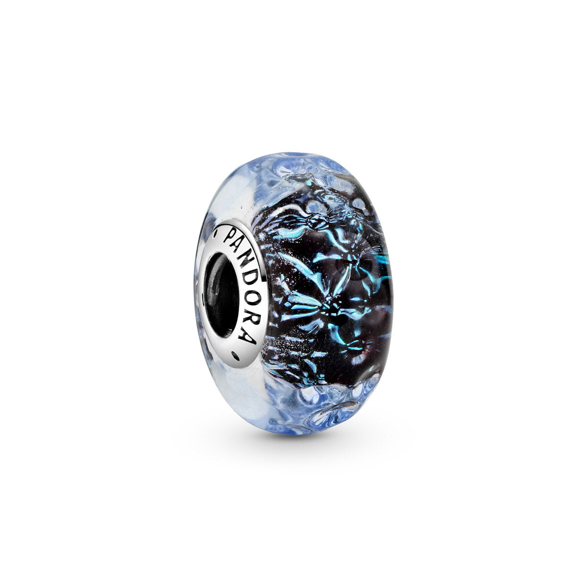 Welliges dunkelblaues Ozean Murano Glas Charm
