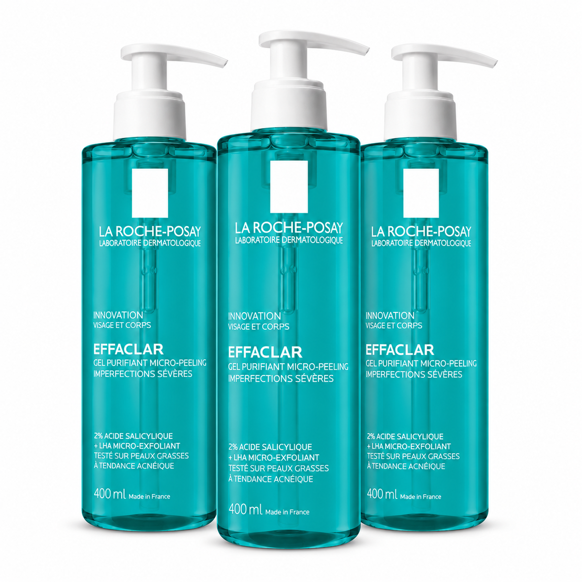 La Roche-Posay Effaclar Mikro-Peeling Reinigungsgel (Pack de 3)