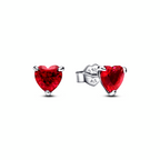 Pandora Heart sterling silver stud earrings with cherries jubilee red crystal 292549C01