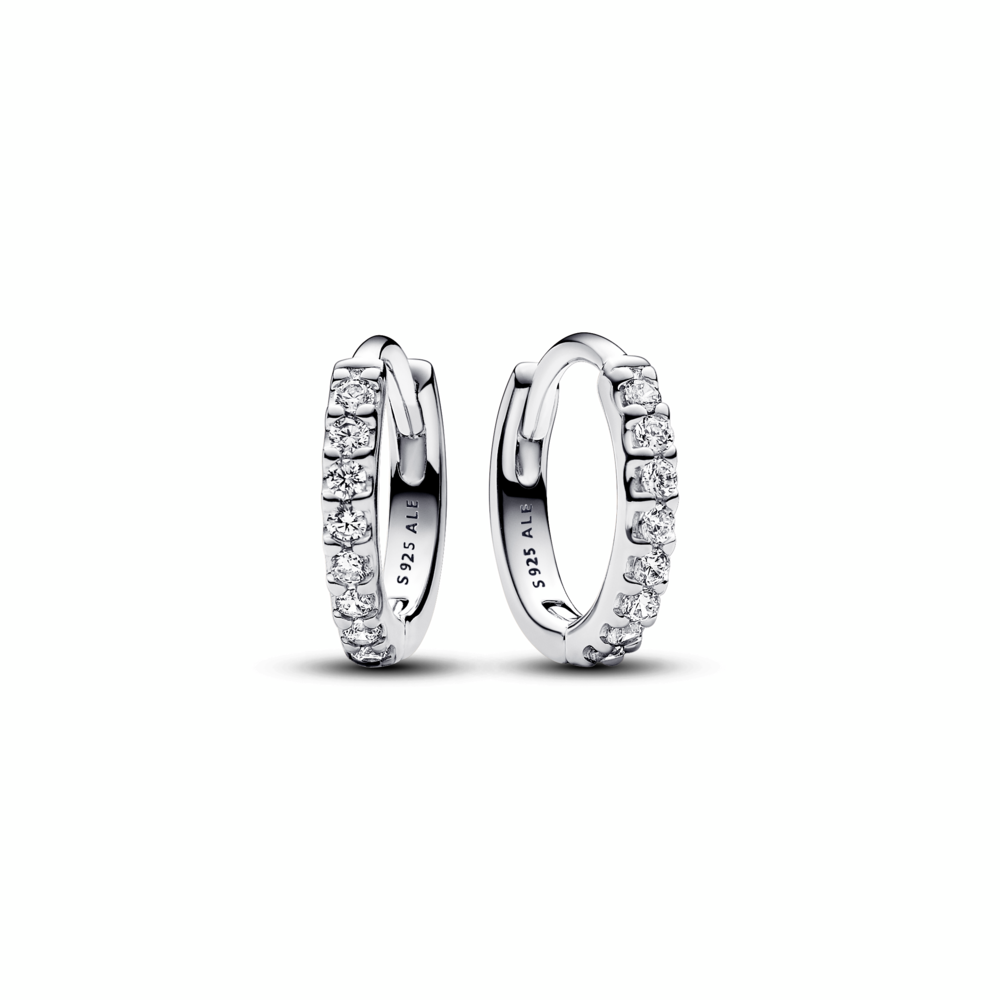 Pandora Sterling silver huggie hoop earrings with clear cubic zirconia 293015C01