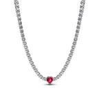 Pandora Heart sterling silver choker necklace with cherries jubilee red crystal and clear cubic zirconia 393549C01-40