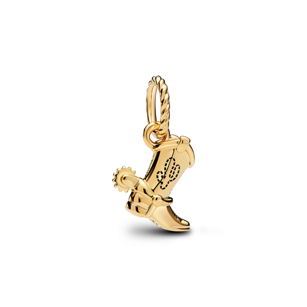 Pandora Disney Toy Story Woody boot 14k gold-plated dangle with black enamel 764606C01