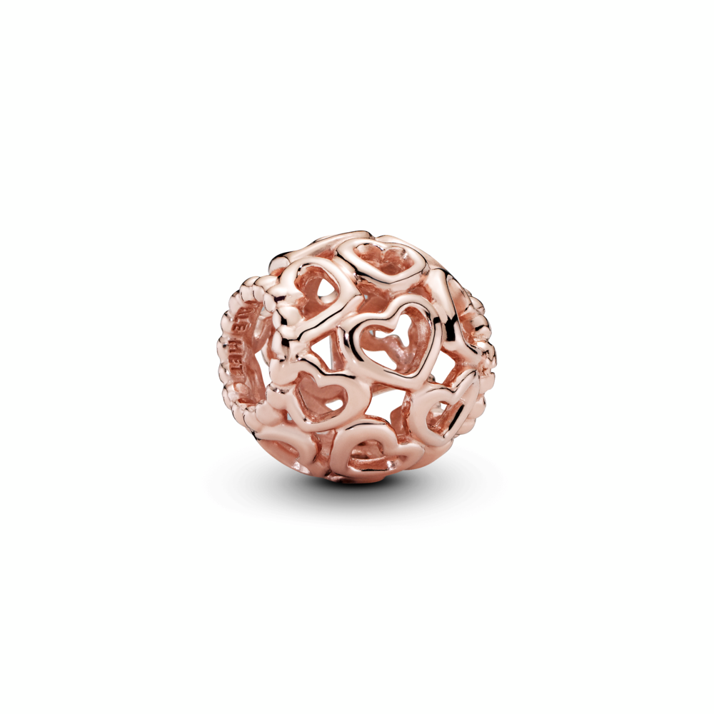Pandora Openwork hearts 14k rose gold-plated charm 780964