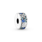 Pandora Starfish and shell sterling silver clip with icy green, bleached aqua blue, stellar blue crystal and silicone grip 791678C01