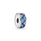 Pandora Silver clip with Swiss blue crystal, clear cubic zirconia, royal blue crystal and silicone grip 791817NSBMX