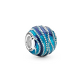 Pandora Water silver charm with mixed blue enamel colours 797012ENMX