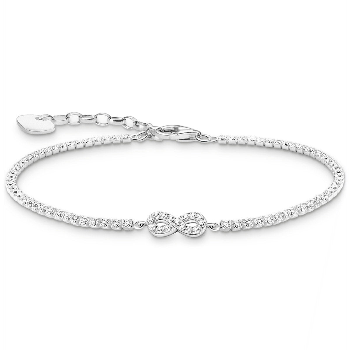 Tennisarmband Infinity mit weissen Steinen Silber
