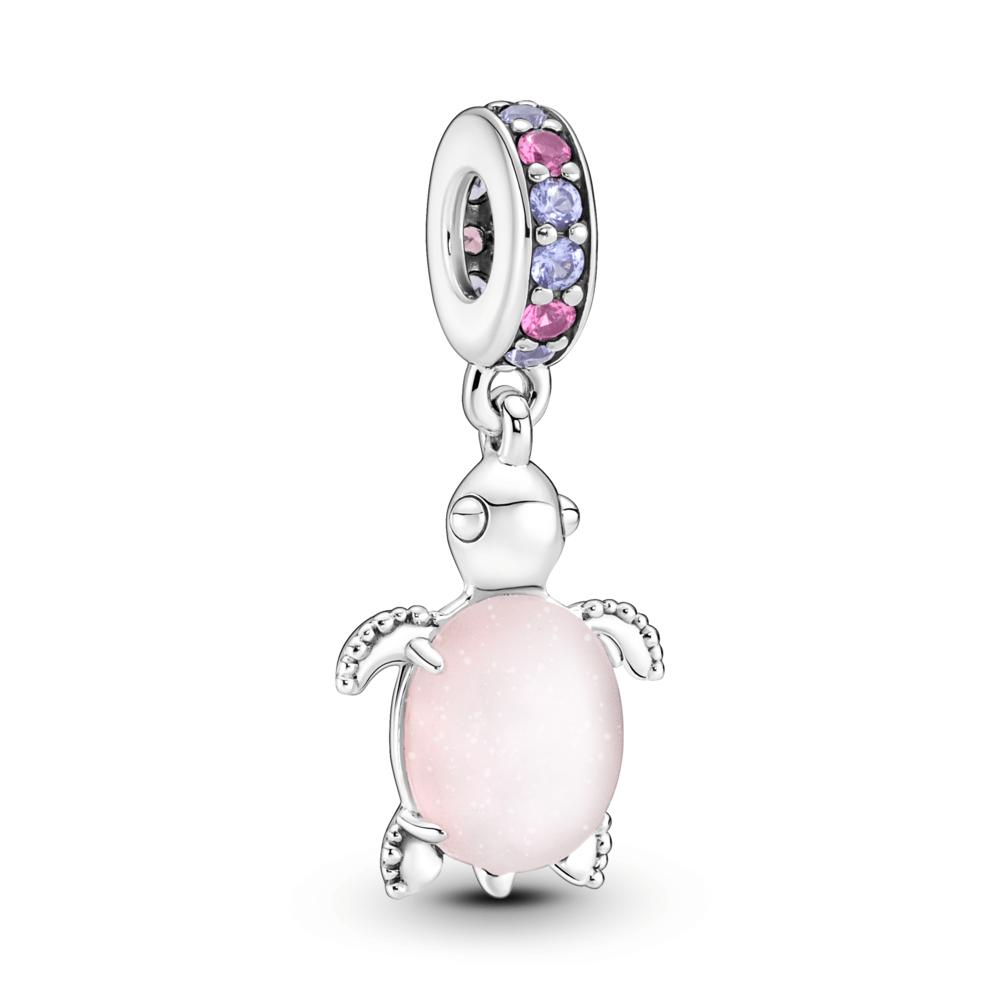 Rosafarbene Meeresschildkröte Murano Glas Charm - Malys