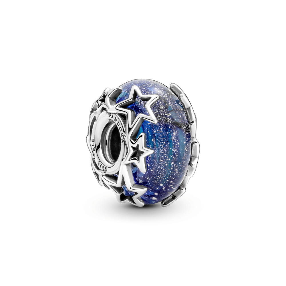 Galaxis Blau & Stern Murano Glas Charm - Malys