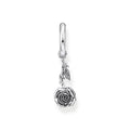 Einzel Creole mit Anhänger Midnight Rose Silber