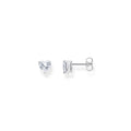 Ohrstecker mit weissem Stein in Herzform Silber -