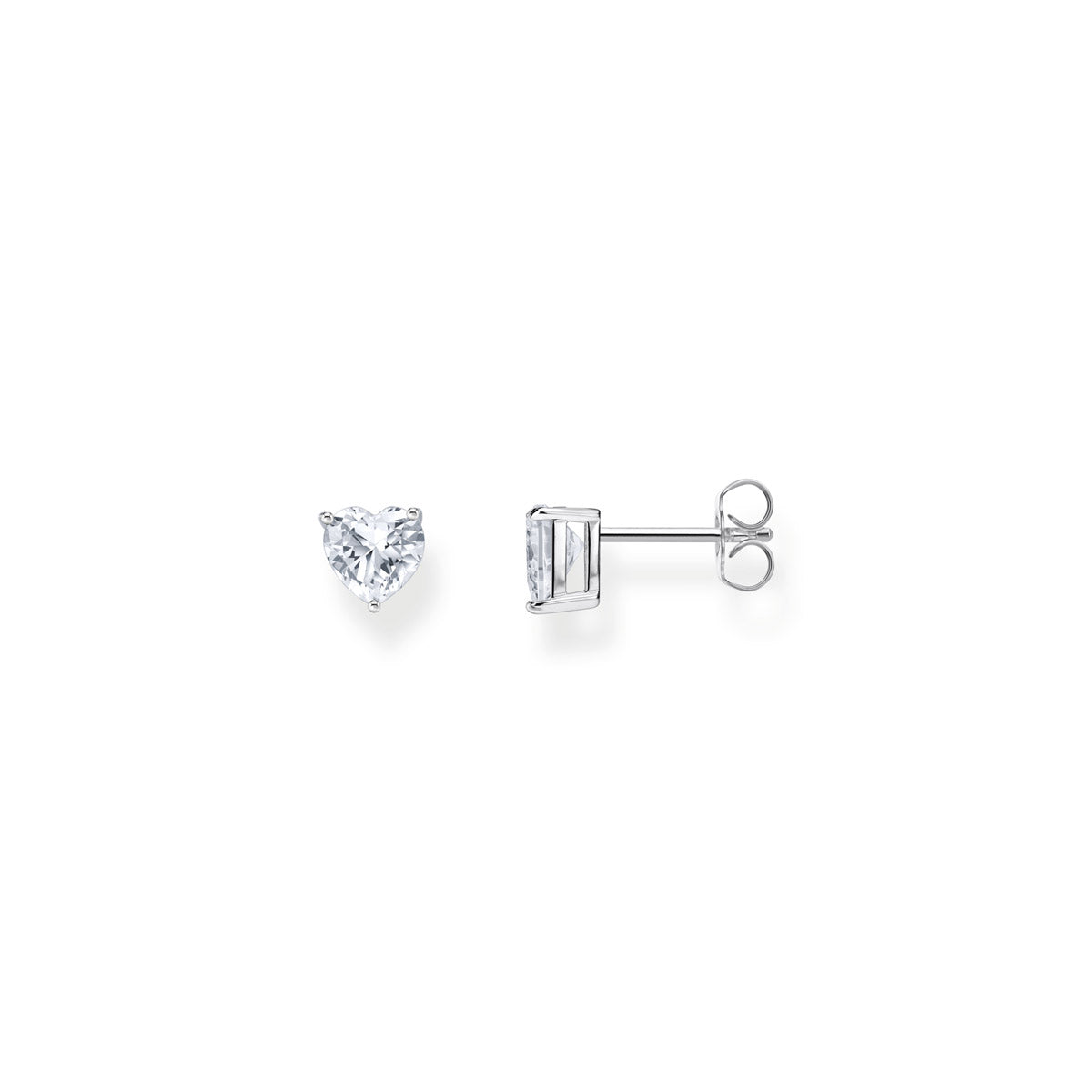 Ohrstecker mit weissem Stein in Herzform Silber -