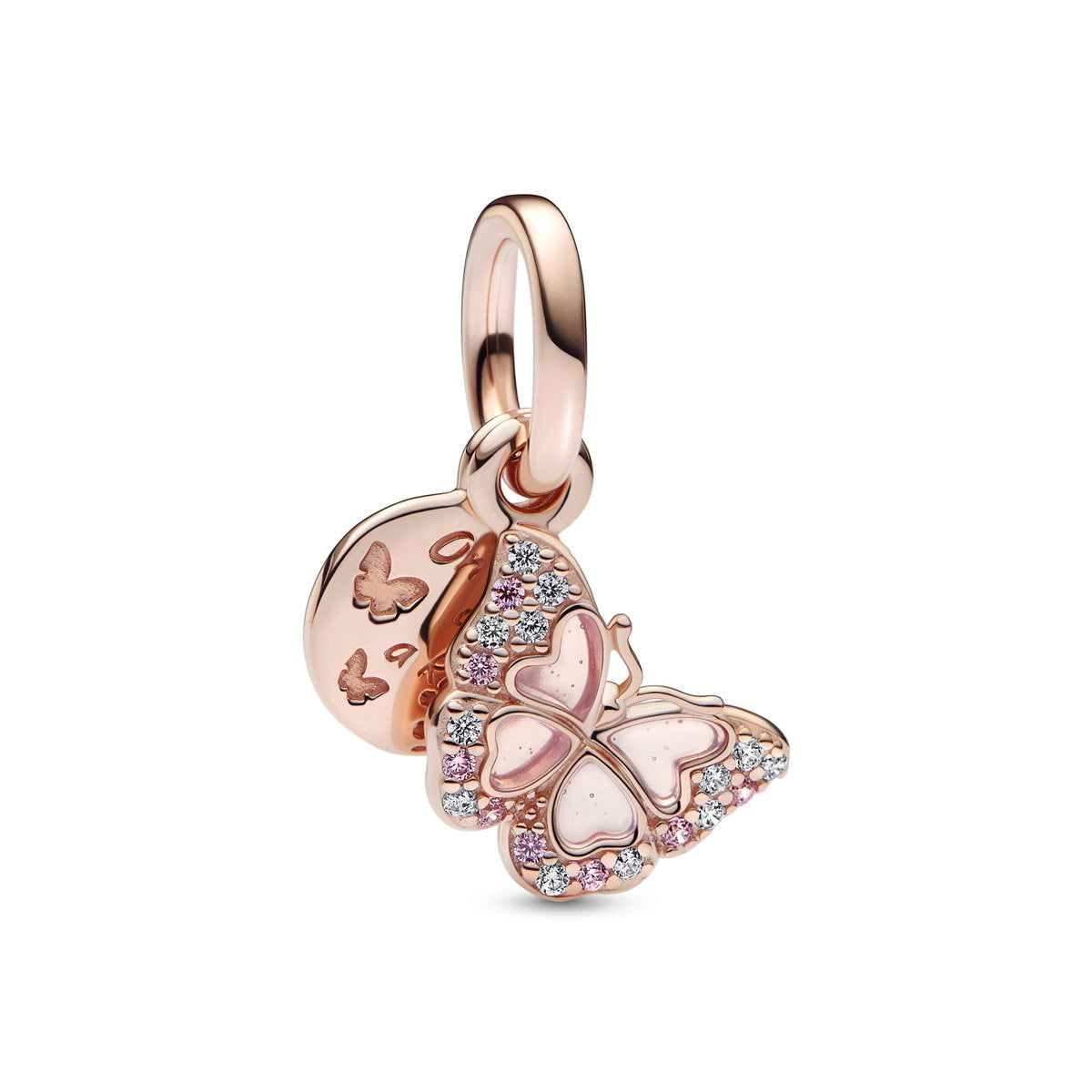 Rosafarbener Schmetterling & Spruch Doppelter Charm