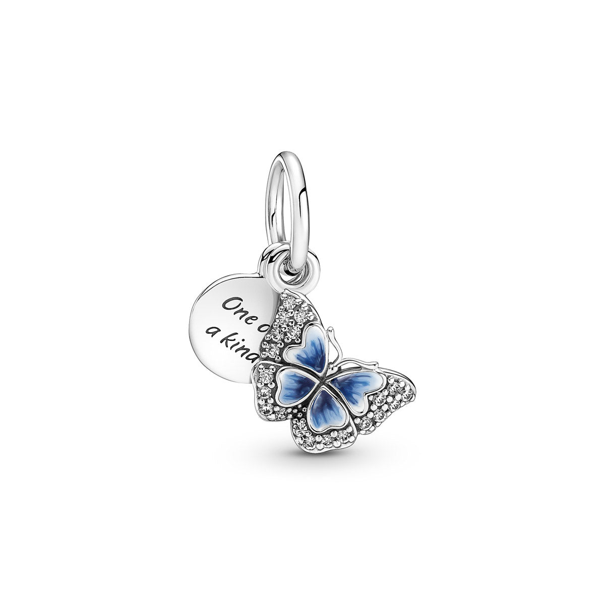 Blauer Schmetterling & Spruch Doppelter Charm