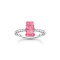 Ring mit pinkem Mini-Goldbären und Steinen Silber - Malys